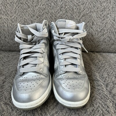 Nike Dunk High Silver Metallic 325203 001 GRAY White Women