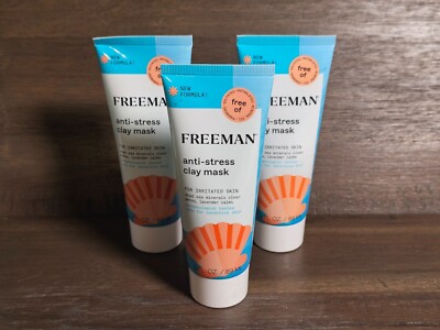 3 Pack Freeman Anti-Stress Dead Sea Minerals Lavender Clay Facial Mask, 3oz Each