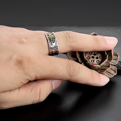 Feng Shui Pixiu Mani Mantra Protection Wealth Ring Quality Good Lucky Adjustable - Picture 5 of 11