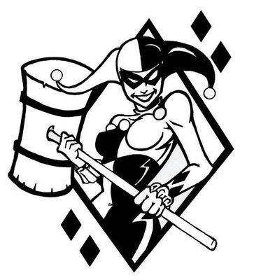 Vinyl Decal Truck Car Sticker Laptop  - DC Batman Harley Quinn Diamond Mallet
