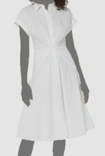 Lauren Ralph Lauren Womens White Twisted Front Cotton Blend Shirtdress Size 12