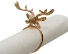 4 Serviettenringe Hirschkopf 3,7x5,5x3cm Metall goldene Hirsch Serviettenhalter