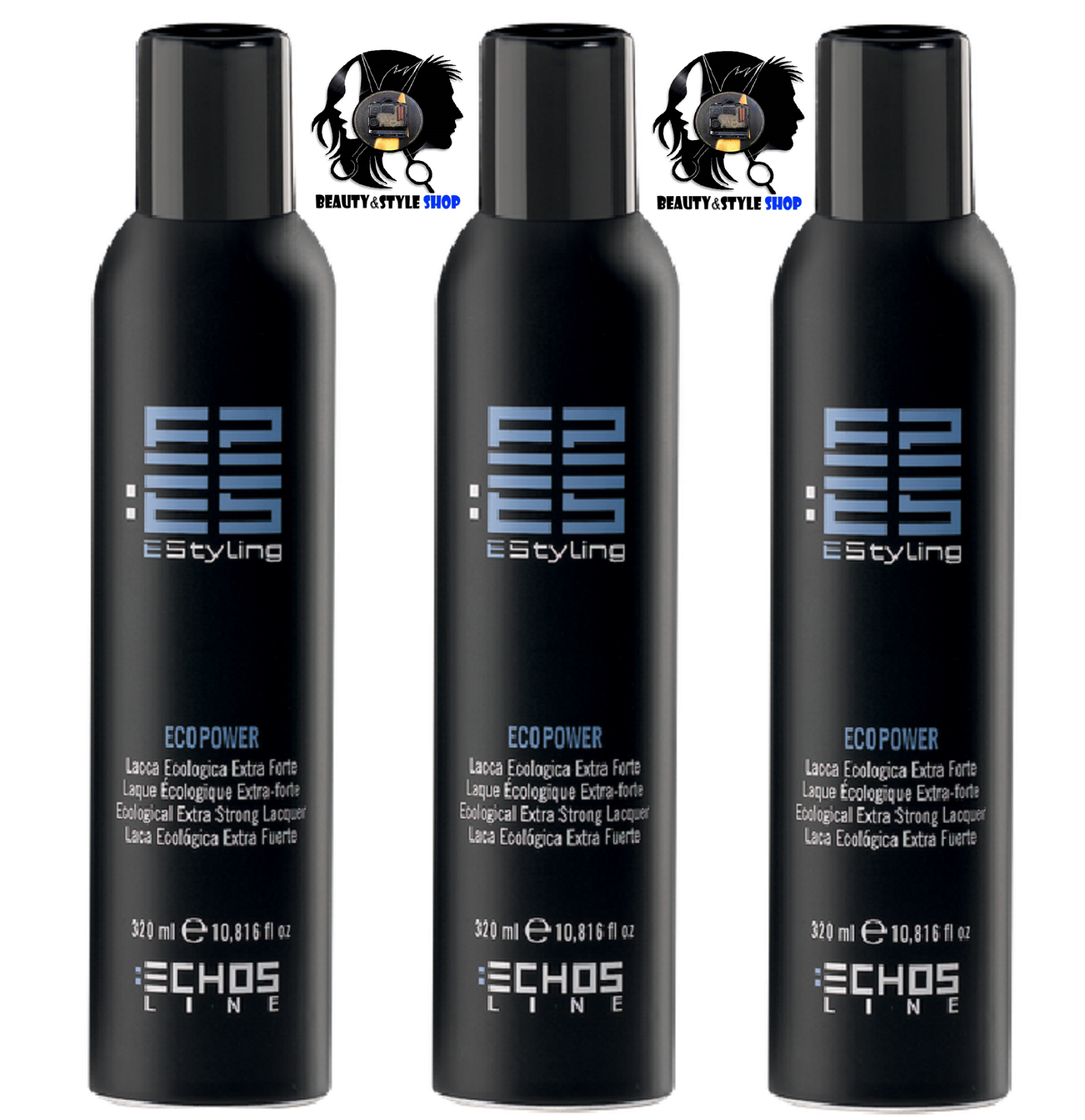 3 PEZZI ECHOS LINE ECOPOWER LACCA ECOLOGICA 320ML EXTRA FORTE SALONE ECHOSLINE