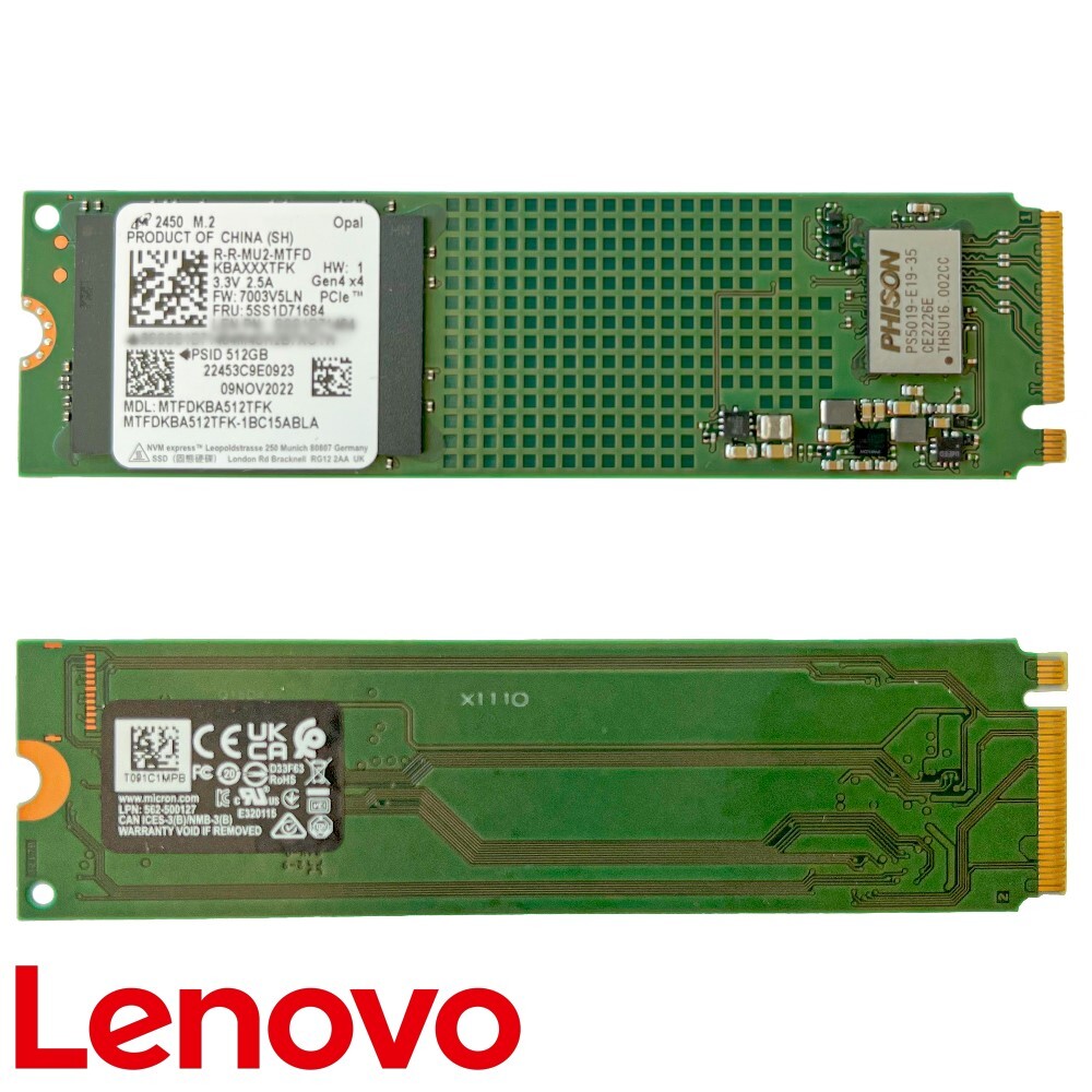 Lenovo 256GB, 512GB, 1TB, 2TB SSD M.2 2280 PCIe NVMe Notebook PC 