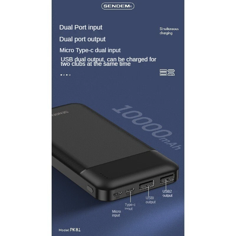Power Bank 10000mAh 15W Charging Portable External Battery Backup For Cell Phone Power Bank 10000mAh 15W Charging Portable External Battery Backup For Cell Phone