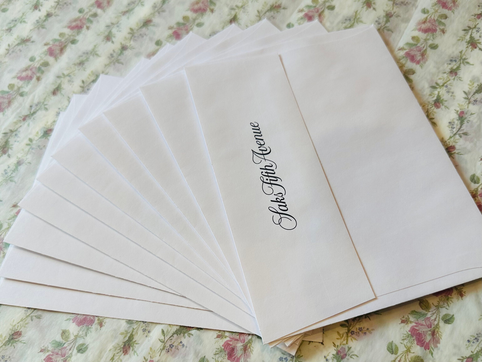 NEW Set of 10 Lindenmeyr Brand Saks Fifth Avenue Printed Envelopes 4.75 x 6.5 in