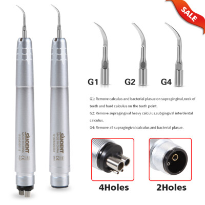 Dental Ultrasonic Air Perio Scaler Handpiece Hygienist 2/4 Holes with 3 Tips FDA
