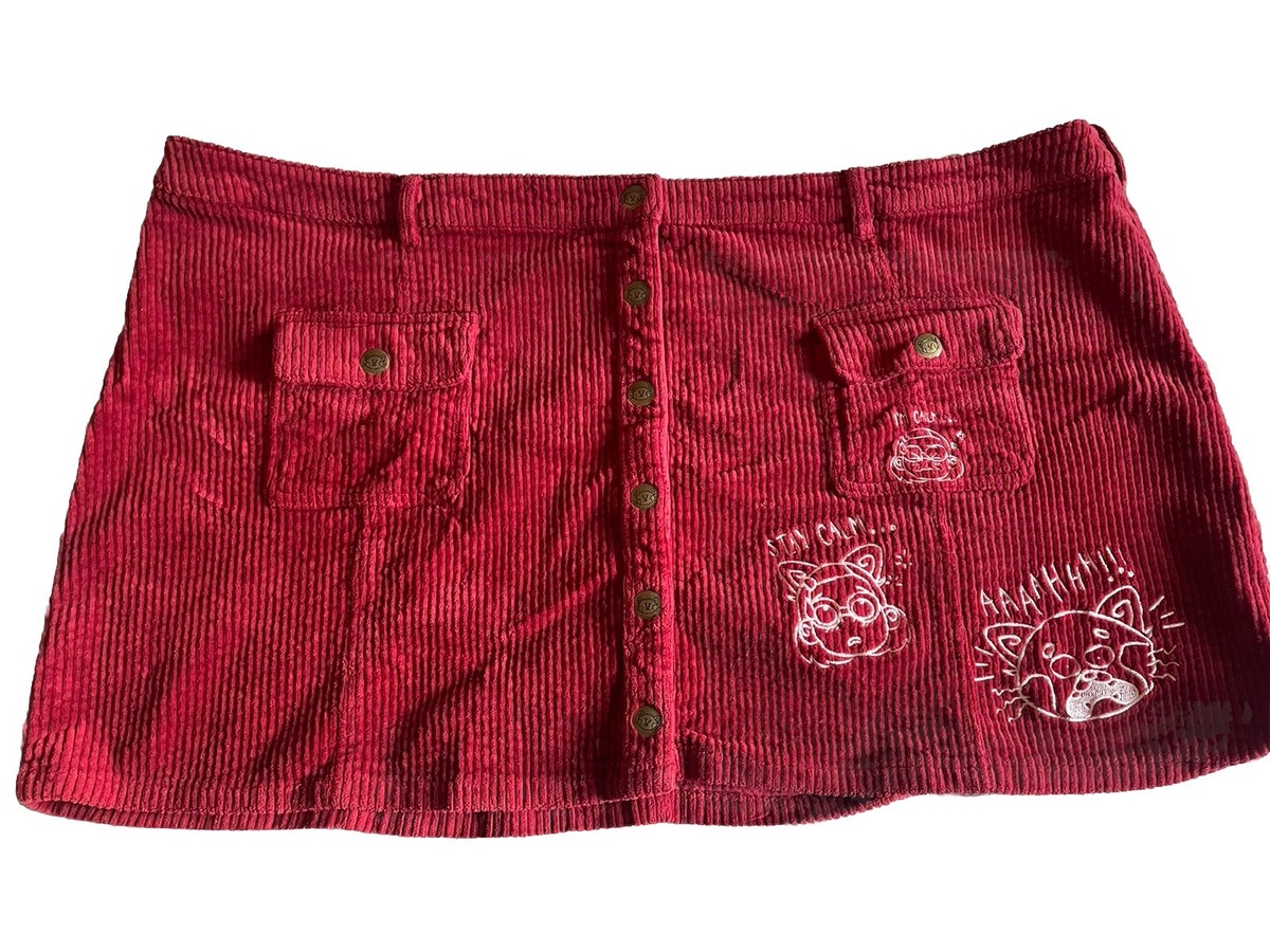 Disney Pixar Women's Turning Red Stay Calm Red Panda Corduroy Skirt 3XL Plus SZ