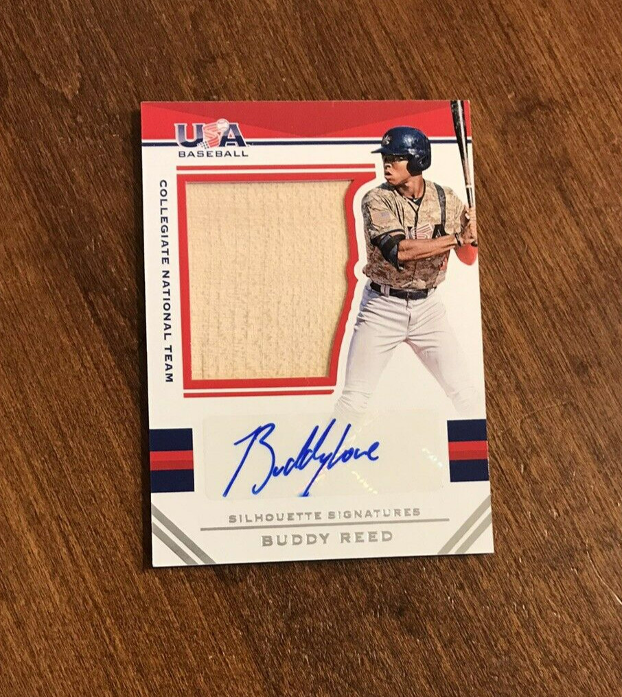 Buddy Reed 2017 USA Baseball Silhouette Auto Game Used Bat #83 Padres A's /25