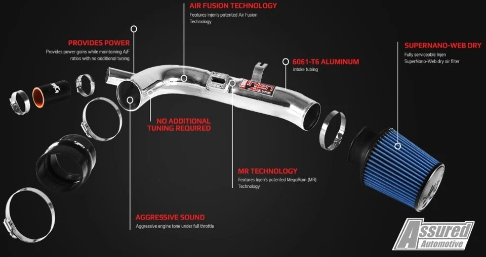 Entrada de aire frío InJen SP SP3078BLK para Audi A3 TTS Quattro VW GTI Golf-R Turbo Foto 3 de 4