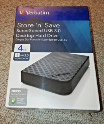 Verbatim Store 'n' Save 4TB,Extern (47685) HDD (Hard Disk Drive) (Diamond Black)