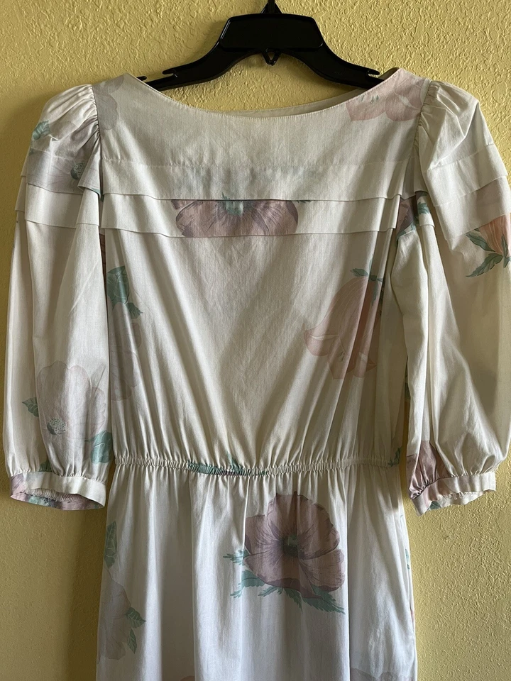 Vestido Carol Anderson Vintage Modesto Primado Adecuado Floral Algodón Talla Mediana Pastel Foto 2 de 4