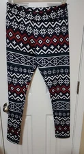 Women's Serra Fleece Lined Leggings Holiday Print Multi-color Size M