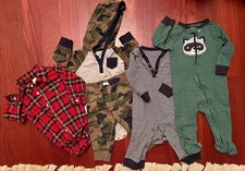 Lot of 5x Carter s Baby Boy Mixed Outfit Set Size 9 month Flannel 100 Cotton