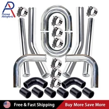 3" Inch Turbo Intercooler Piping Aluminum w/U Pipe Silicone Coupler Clamp Kit