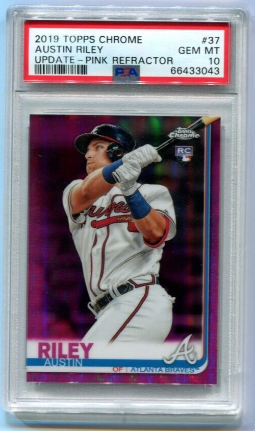 2019 Topps Chrome Update Pink Refractor Austin Riley RC #37 PSA 10 GEM MINT