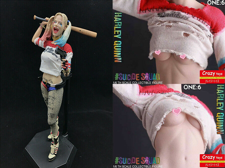 Harley Quinn Crazy Toys Arlequina Figures Roupas Reais 30cm em