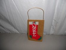 Vintage Needlepoint Christmas NOEL Door Wall Hanger Holiday Decor Handmade