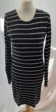 H&M Women's Black Striped Bodycon Dress Size M