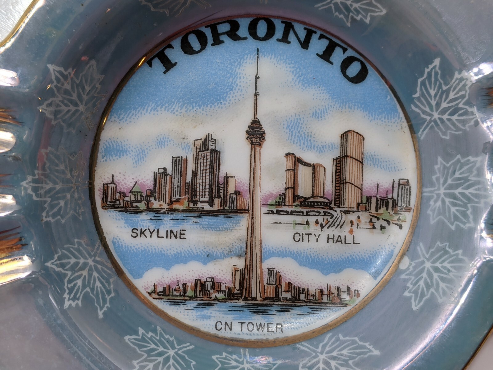 Vtg Ashtray Toronto Canada City Skyline Hall Tower Made in Japan