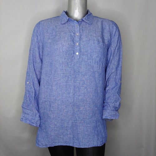 Jones Co Linen Shirt Womens 1X Blue 