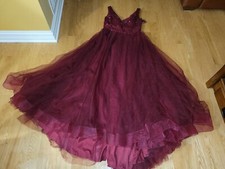 La Femme Curve Sequin Bodice Tulle Ballgown Wine Size 12