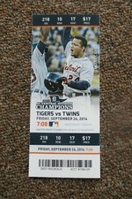 DETROIT TIGERS VS TWINS 9/26/2014 FULL TICKET ~ ARCIA/DOZIER/MIGUEL CABRERA HRs