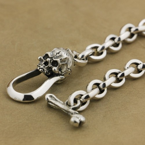 Huge 925 Sterling Silver Skull Link Chain Bracelet Mens Punk Jewellery TA42B BZ - Picture 8 of 20