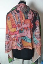 SOBER ARTISTIC PRINT STOLE ~100% Cashmere PASHMINA SHAWL:7 DESIGNS CHOICE