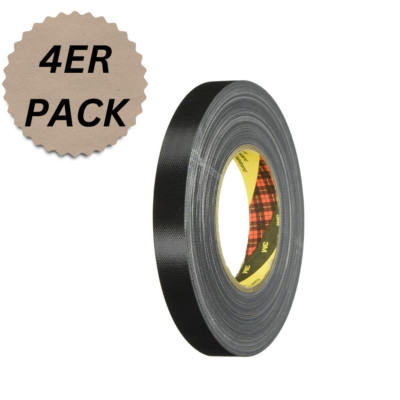 3M Premium 19mmx50m Gewebeband Paketband Klebeband Panzerband Schwarz [4ER-PACK]