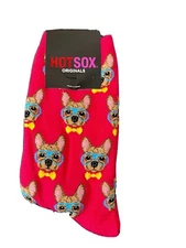 HOT SOX Womens Pink Smart Frenchie Dog SOCKS NWT