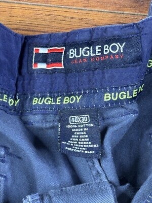 Vintage Bugle Boy Pants Mens 40x30 Blue Convertible B77 baggy