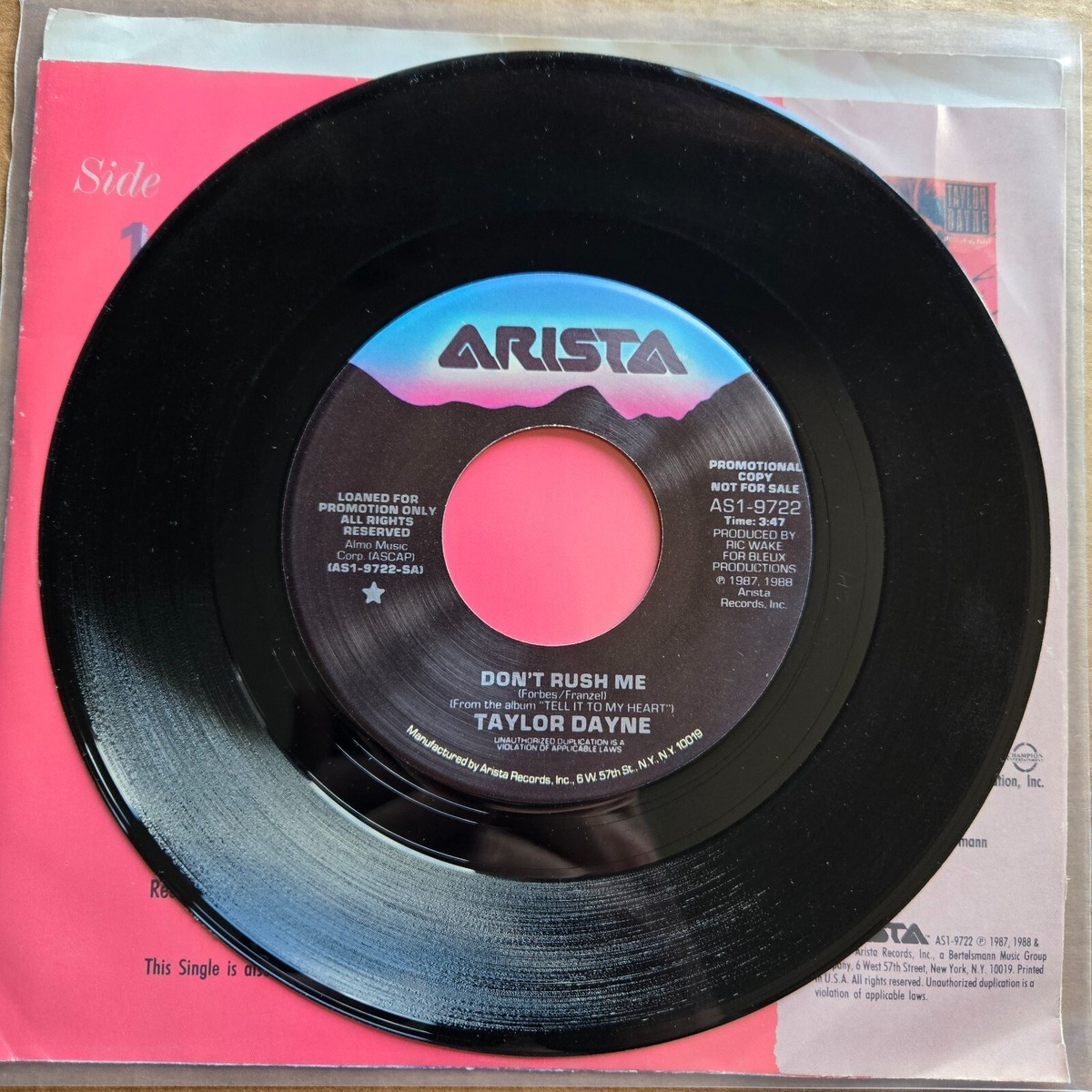 TAYLOR DAYNE Don't Rush Me DJ PROMO 45 7