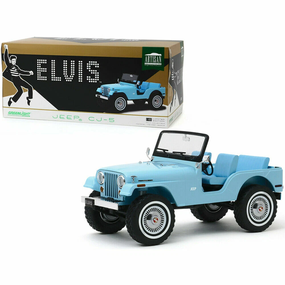 1 18 Greenlight Elvis Presley Jeep CJ 5 Sierra Diecast Model Car Blue 19061