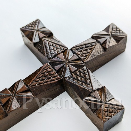 Hand Carved Cross Ukrainian Hutsul Wooden carving Gift for a collector - Picture 4 of 11