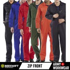 Heavy Duty Super Click Boilersuit Coverall Overalls Workwear Zip Front / Pockets