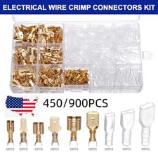 450/900X Male Female Spade Terminals Electrical Wire Crimp Connectors Kit