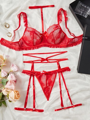 Women Sexy Lingerie Sleepwear Underwear Nightwear Babydoll Lace Bra Thong Set US - Picture 12 of 20