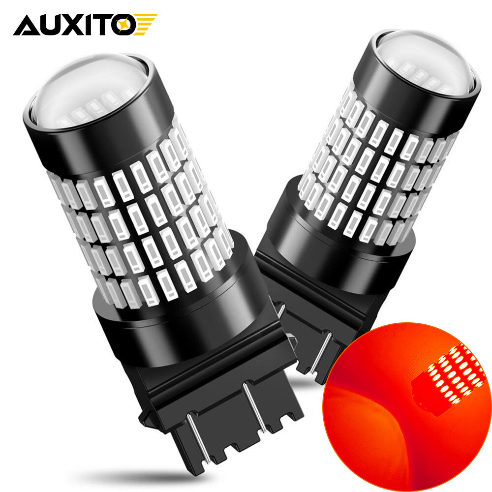 2pc AUXITO 4157 3157 Red LED Brake Tail Turn Signal Bulb CANBUS Error-Free