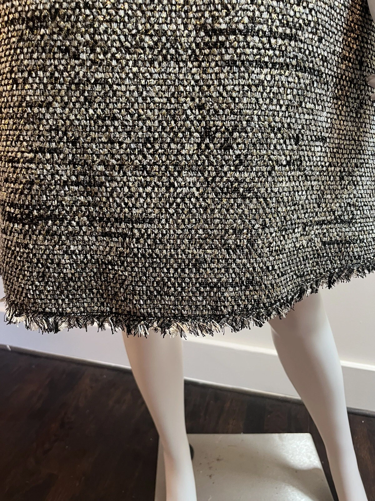 Abito da festa Kate Spade 10 nuovo con etichette in tweed metallizzato oro nero argento $429