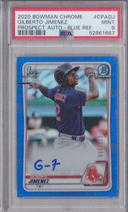 2020 Bowman Chrome Gilberto Jimenez Blue Refractor Autograph /150 PSA 9 Auto QTY