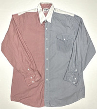 Vintage Roper Sport Shirt Mens XL Button Down Made In USA Red Gray Color Block