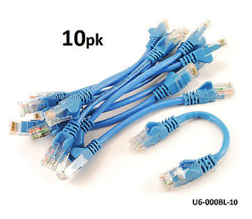 10-PACK 6 inch CAT6 Network UTP Ethernet RJ45 Full 8-Wire Patch Cable, Blue