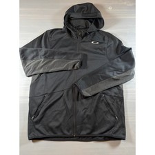 Oakley Black Gray Waffle Zip Hoodie Mens Xl Activewear Zipper Pocket