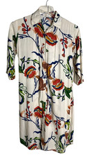 Mango Girls White Floral Dress with Side Split Size L Fairycore Boho, Tropical