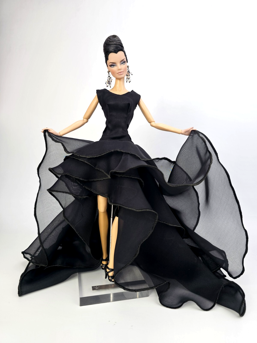 barbie black evening dress Chiffon Outfit Gown For Silkstone Fashion Royalty FR princess black barbie gown Primark Black & White HOCO25 tight glitter knit black Filling:Meringue w/walnuts +10