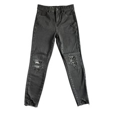 American Eagle Curvy Super High Rise Jegging Jeans Black Distressed Raw Hem