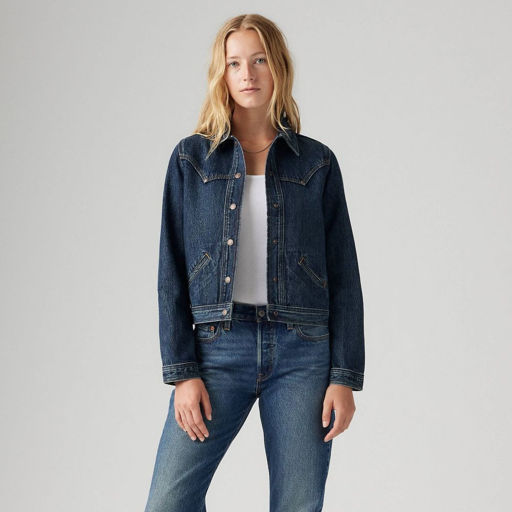 Женская оригинальная куртка дальнобойщика Levis с заклепками - Silver Lode L