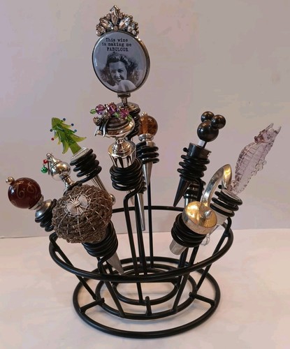 Oenophlia Bottle Stopper Holder, Complete With 11 Rare And Unique Wine Stoppers