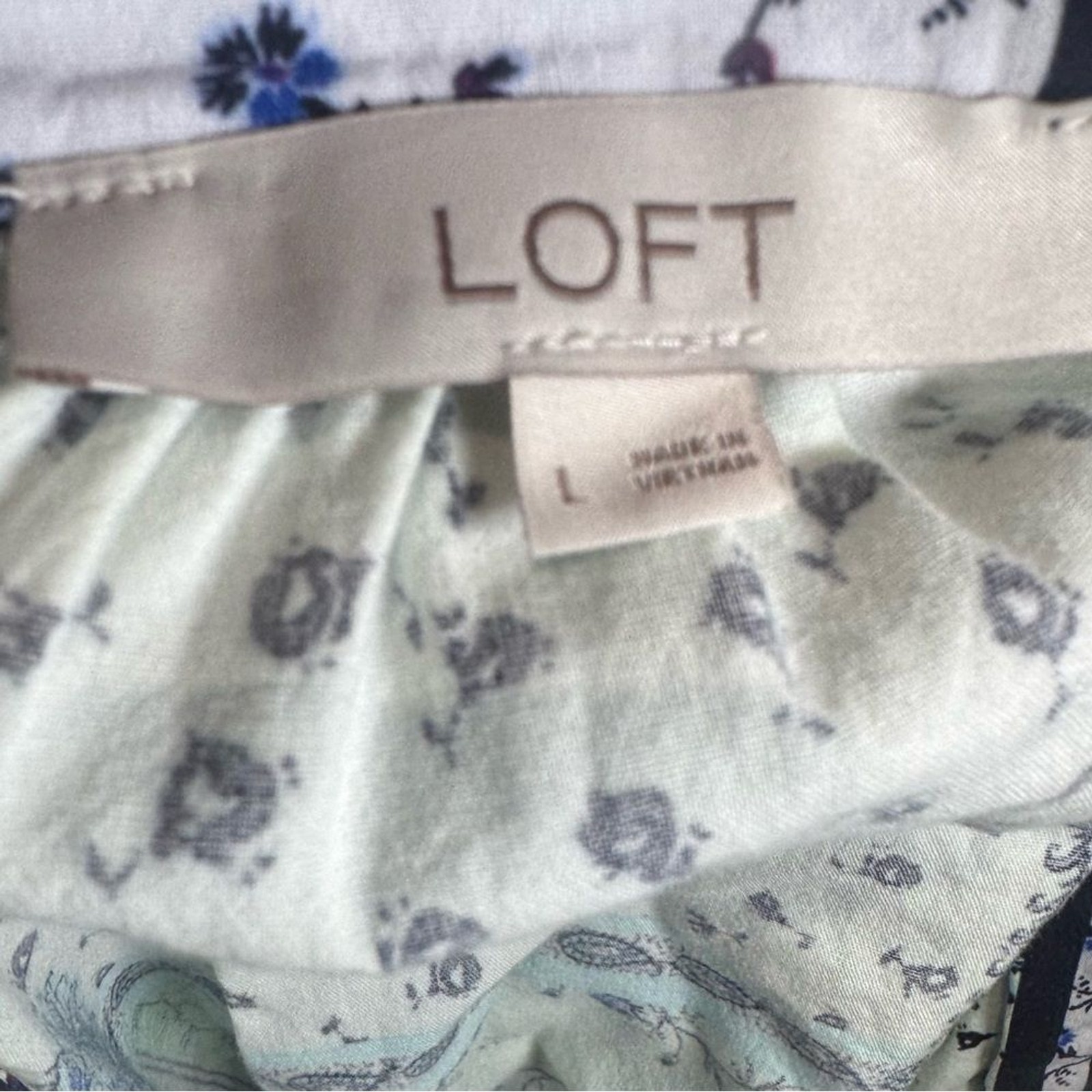 Loft patchwork patterned cotton blend peasant top… - image 4